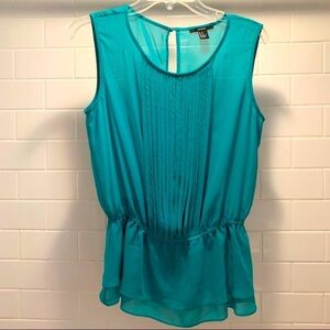 Forever 21 Green/Teal Pleated Shear top for Women